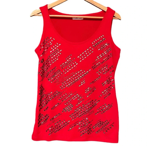 Size L (large) Calvin Klein red top with crystals - Picture 1 of 4